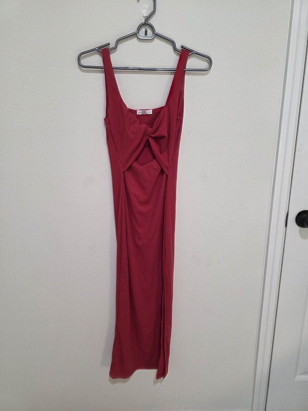 Socialite Fuchsia-Red Sleeveless Maxi Dress with Front Twist